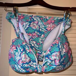 Colorful Leaf Print Bikini Set
